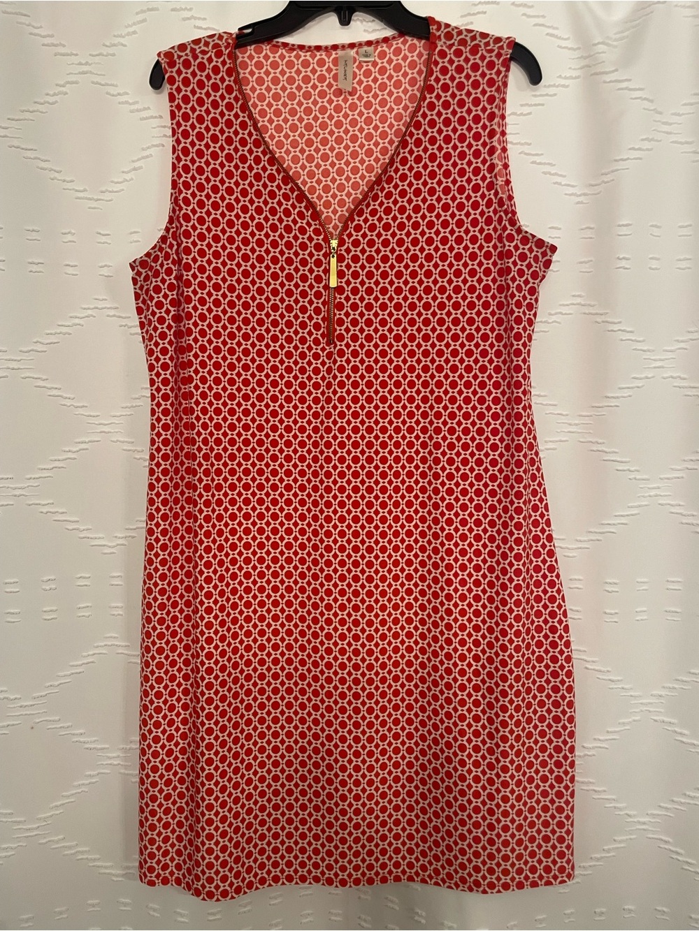 Tacera Sleeveless Zip-Front Red Geo Mini Dress